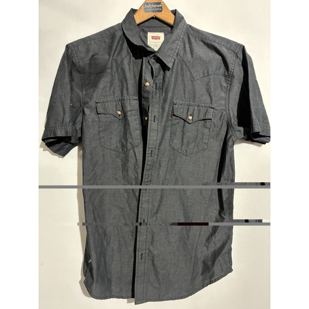 Levis Blue Summer Short Sleeve Shirt Mens Large Western